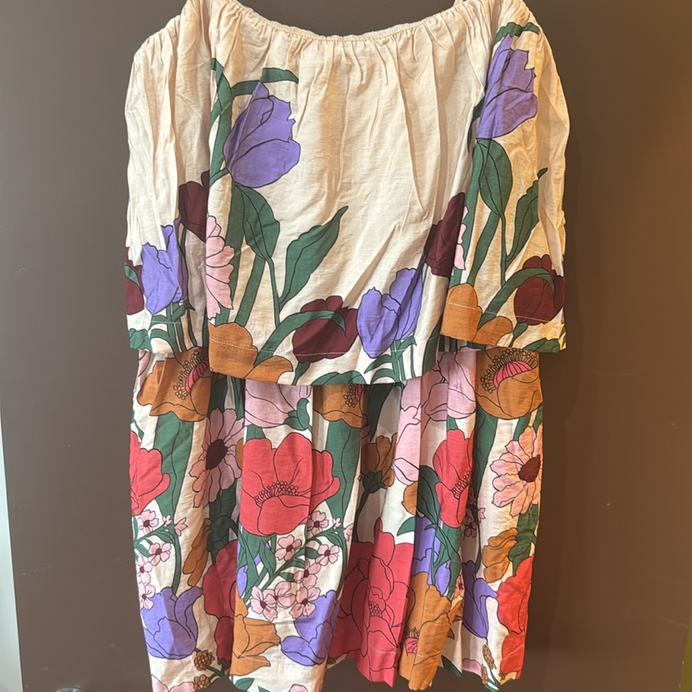 NWT FARM RIO for Anthropologie Tiered Floral Mini Dress - Picture 3 of 13